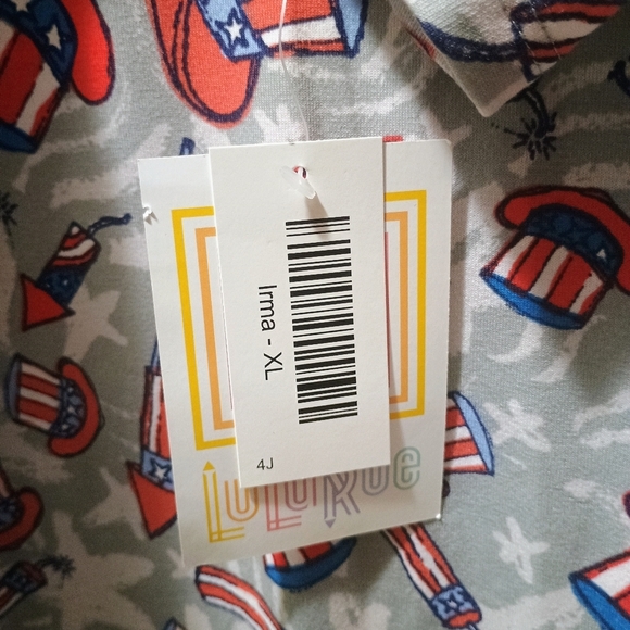 NWT LuLaroe Irma Tunic Patriotic Uncle Sam Top Hat Fireworks Size Extra Large XL - Picture 4 of 7